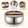 Three compartment steel serving bowl details and 22.5 cm size