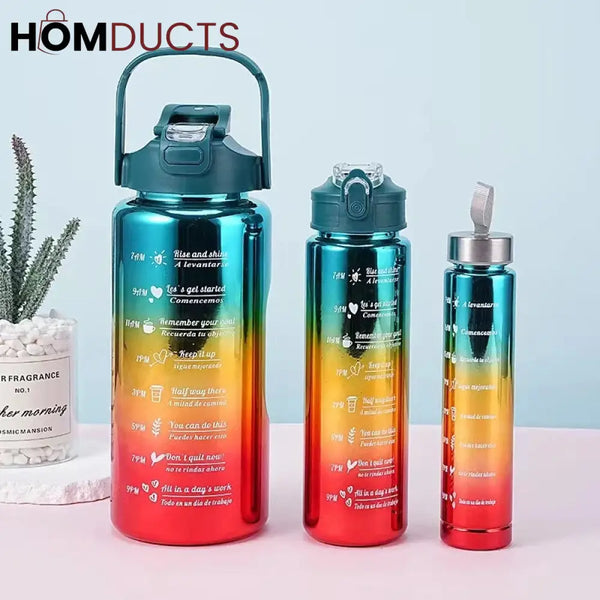 Three Pcs Metallic Colour Water Bottle