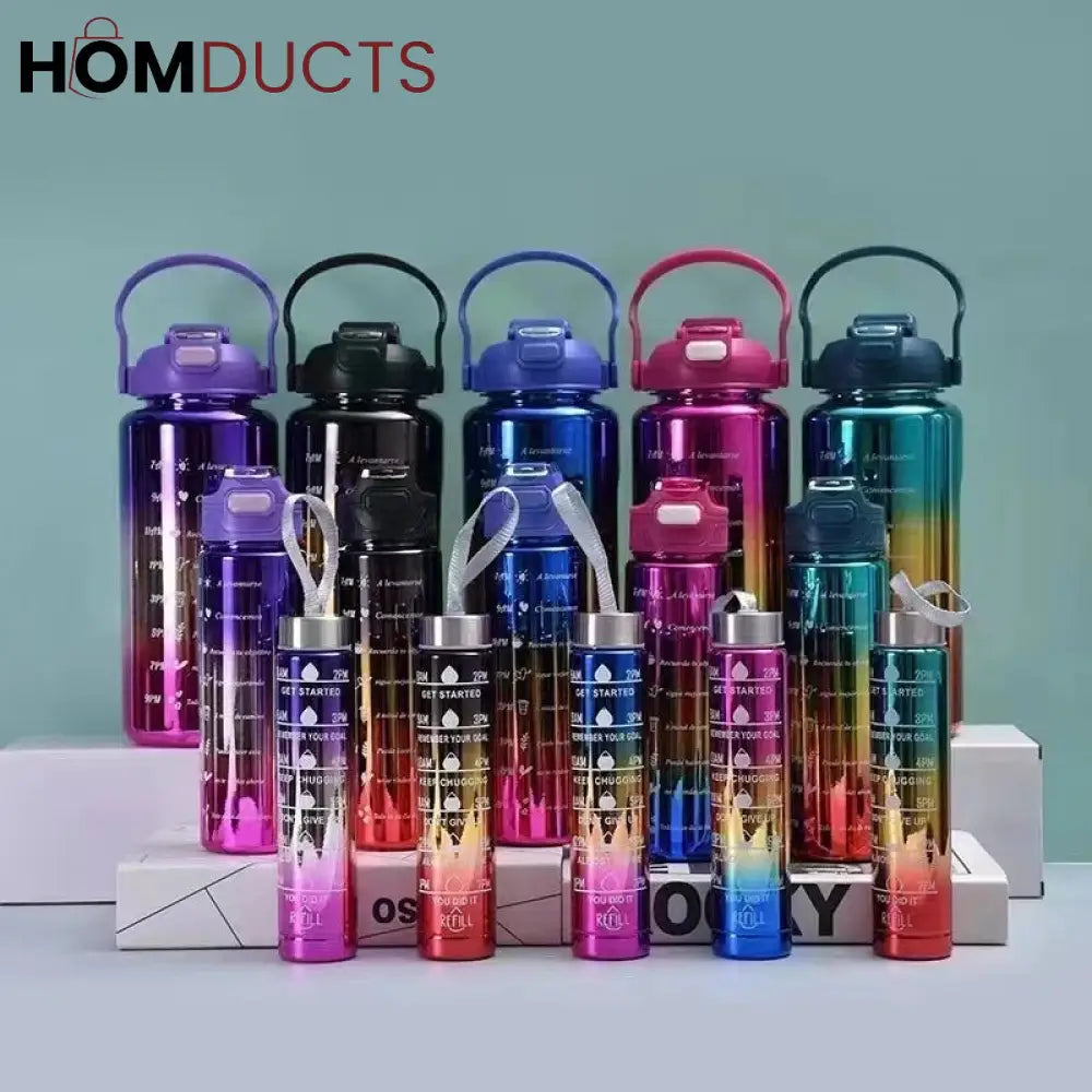 Three Pcs Metallic Colour Water Bottle