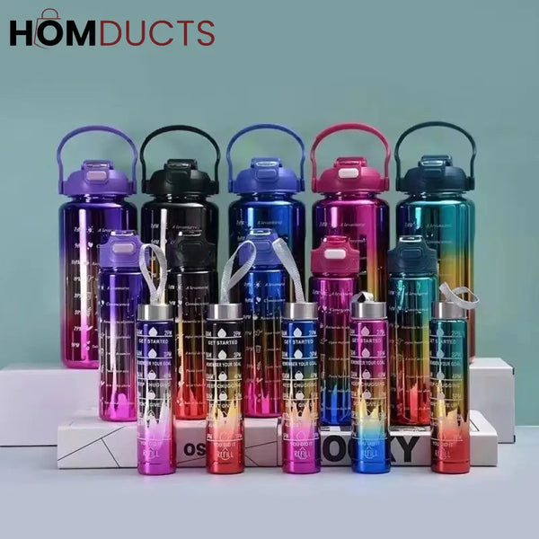 Three Pcs Metallic Colour Water Bottle