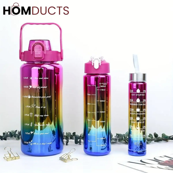 Three Pcs Metallic Colour Water Bottle