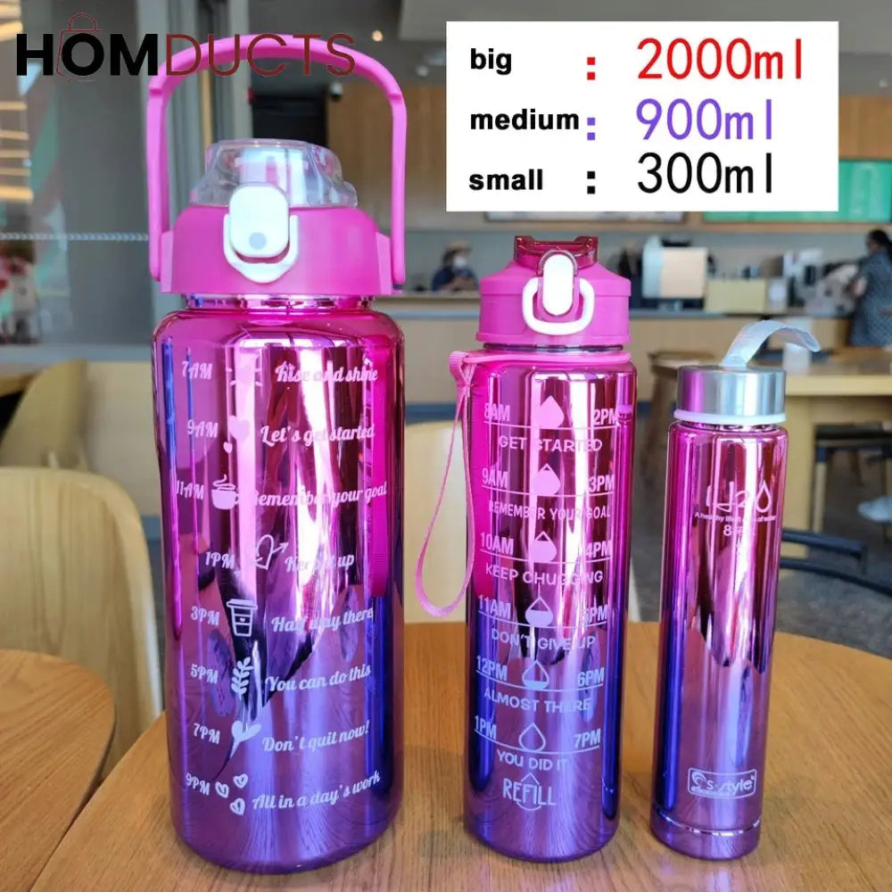 Three Pcs Metallic Colour Water Bottle