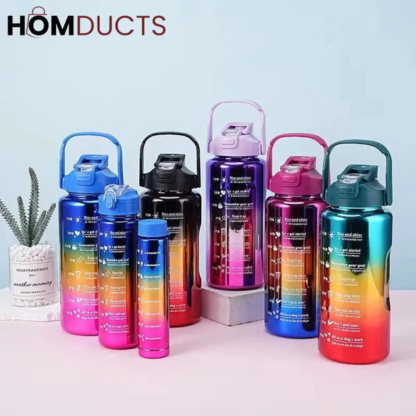 Three Pcs Metallic Colour Water Bottle