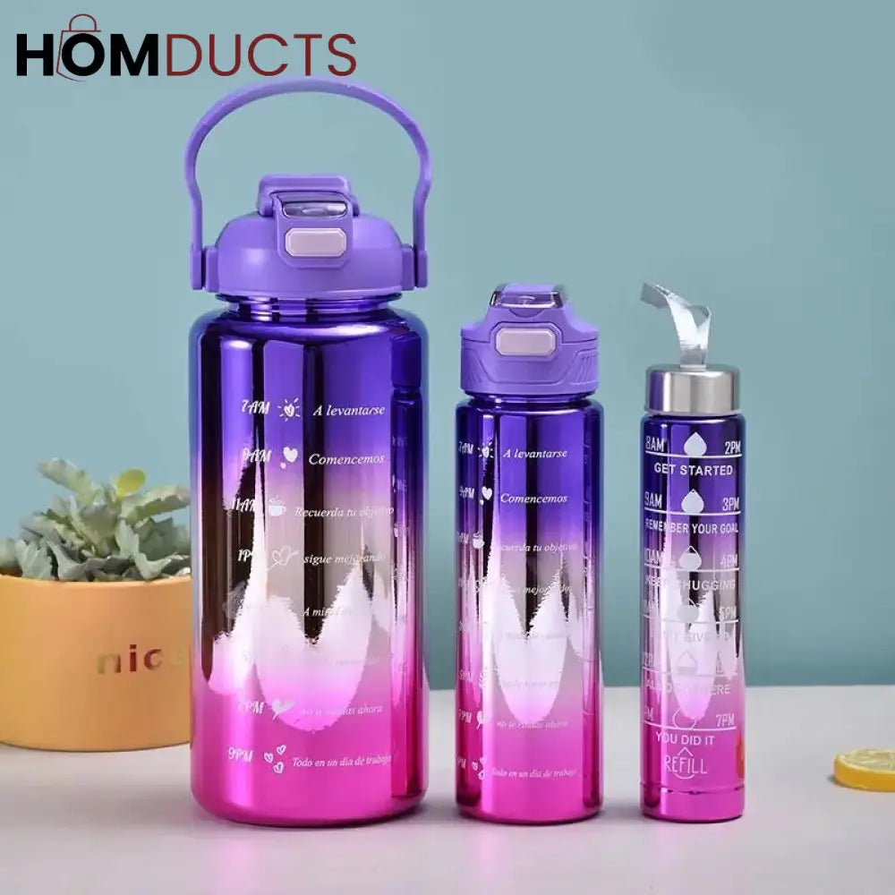 Three Pcs Metallic Colour Water Bottle