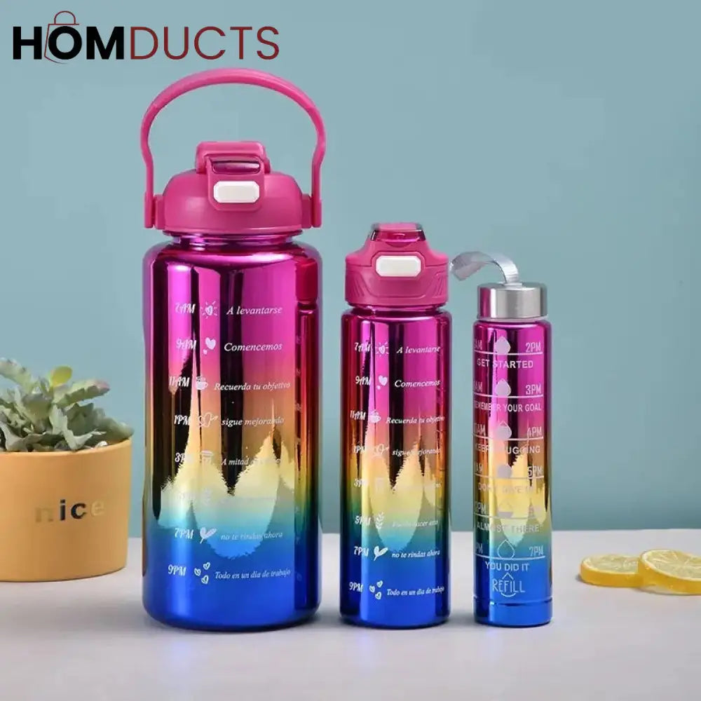 Three Pcs Metallic Colour Water Bottle