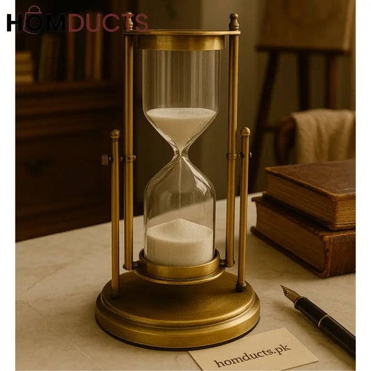 Timeluxe Brass Hourglass – Antique Sand Timer for Desk & Décor