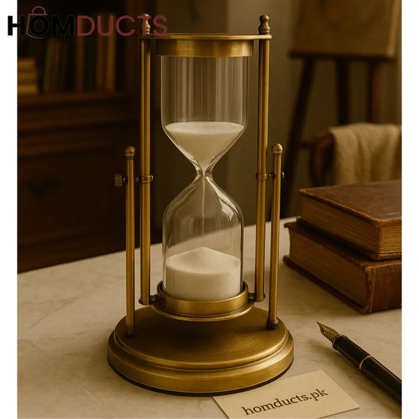 Timeluxe Brass Hourglass – Antique Sand Timer for Desk & Décor