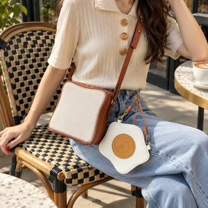 Toast and egg design two-piece crossbody bag set