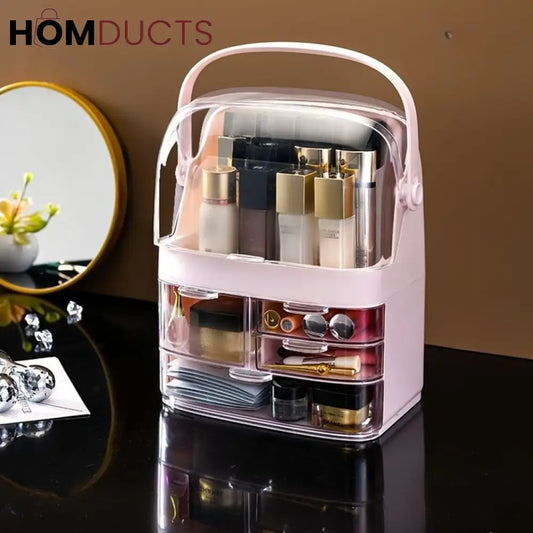 Transparent Cosmetic Organizer Box With Dustproof Lid