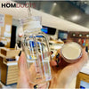 Transparent Glass Water Bottle With Straw