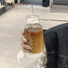 Transparent Glass Water Bottle With Straw