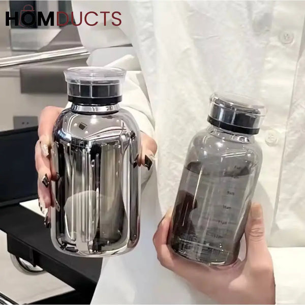 Transparent Glass Water Bottle With Straw