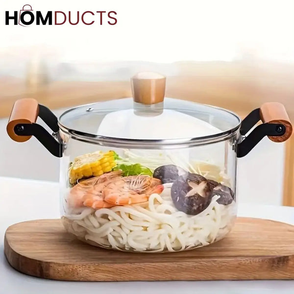 Transparent Heat Resistant Glass Cooking Pot (Premium Quality)