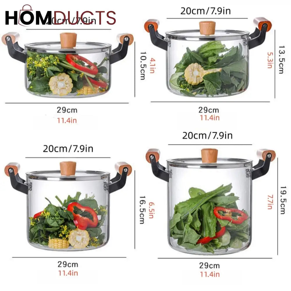 Transparent Heat Resistant Glass Cooking Pot (Premium Quality)