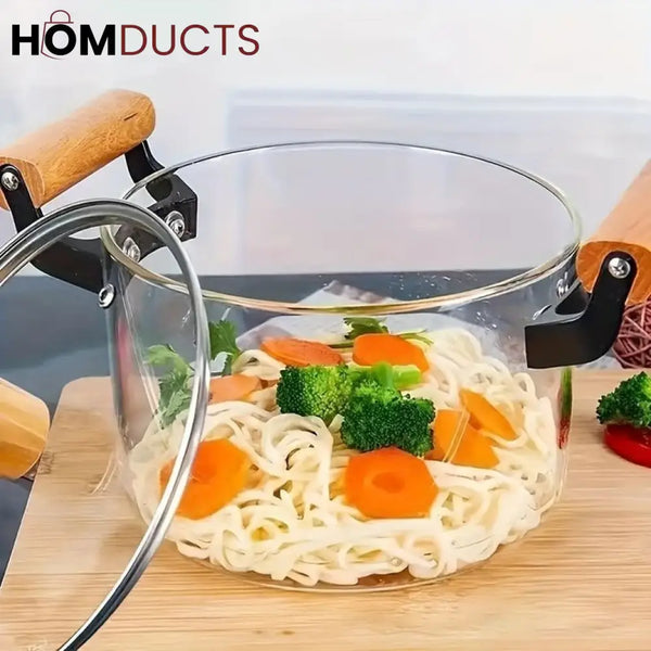 Transparent Heat Resistant Glass Cooking Pot (Premium Quality)