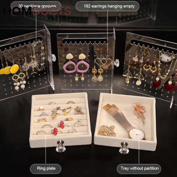 Transparent Jewelry Storage Box With Drawer J & C Organizer