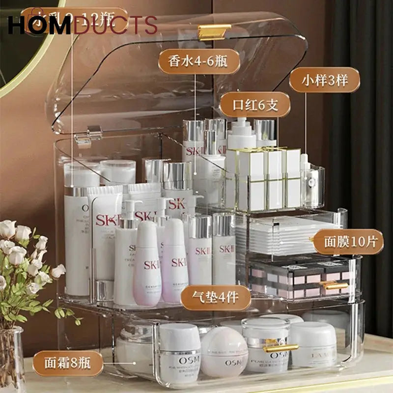 Transparent Multilayer Cosmetic Organizer