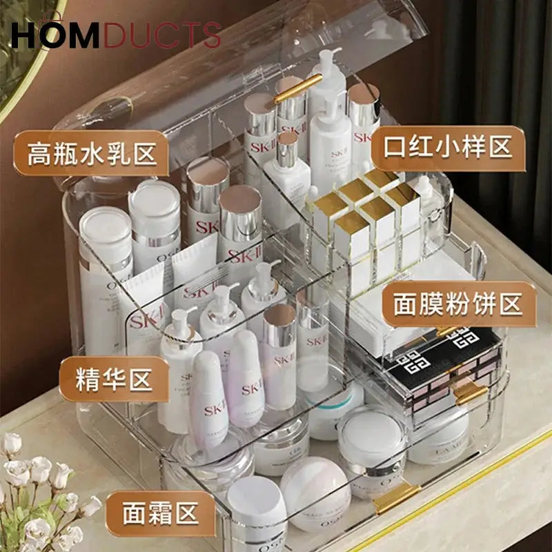 Transparent Multilayer Cosmetic Organizer