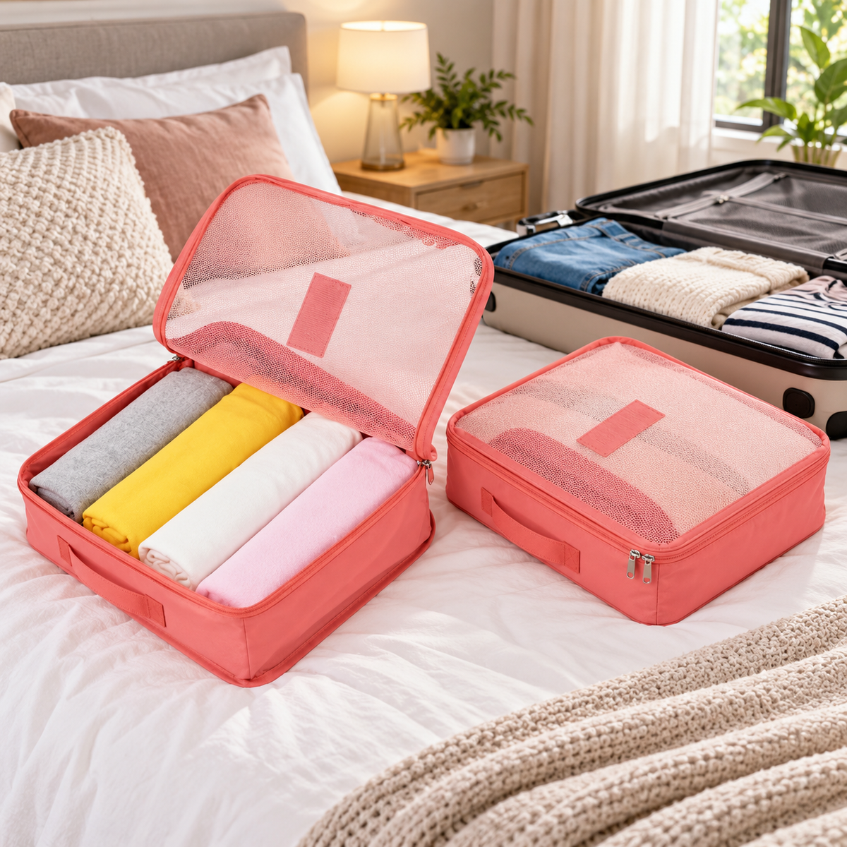 Two-piece travel clothes organizer bag set
