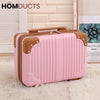 Travel Cosmetic Suitcase Pink With Brown Corners J & C Organizer