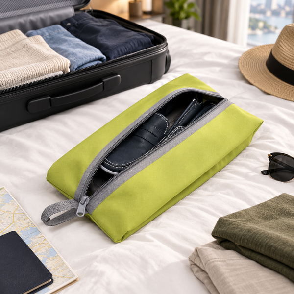 Zippered travel shoe storage bag