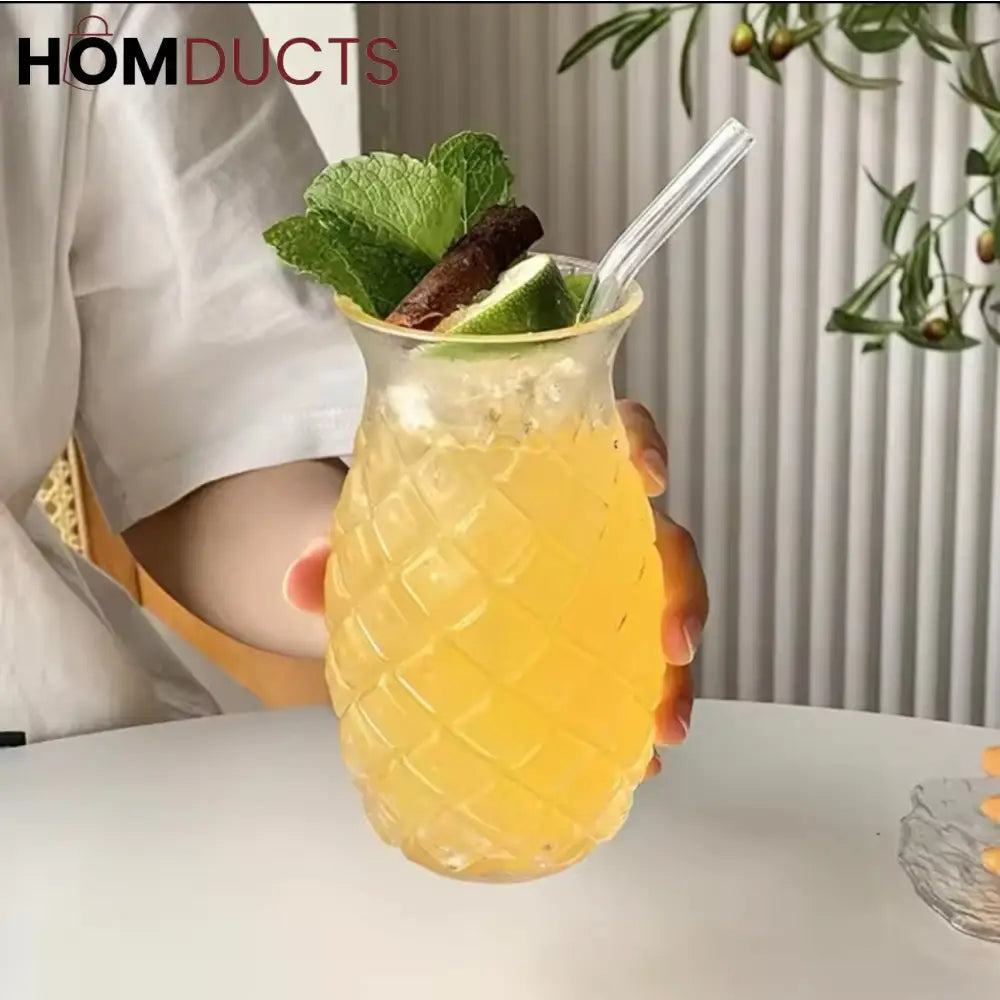 Tropical Pineapple Glass Tumbler for Iced Tea and Lemonade