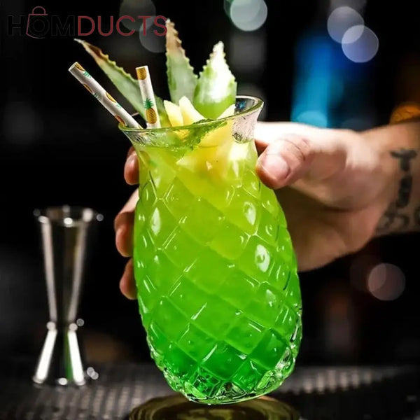 Tropical Pineapple Glass Tumbler for Iced Tea and Lemonade