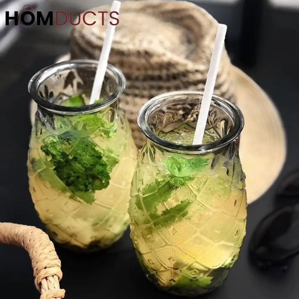 Tropical Pineapple Glass Tumbler for Iced Tea and Lemonade