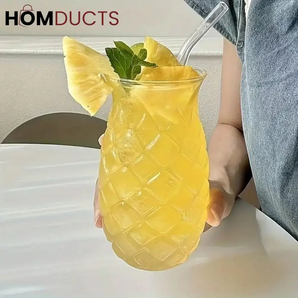 Tropical Pineapple Glass Tumbler for Iced Tea and Lemonade
