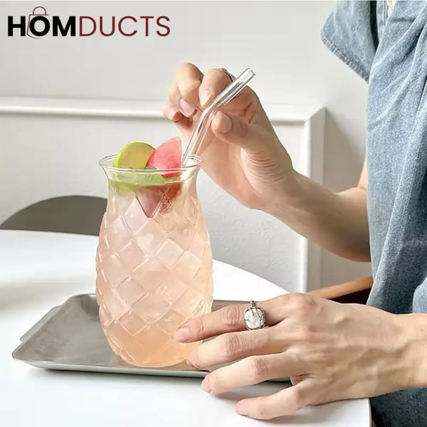 Tropical Pineapple Glass Tumbler for Iced Tea and Lemonade