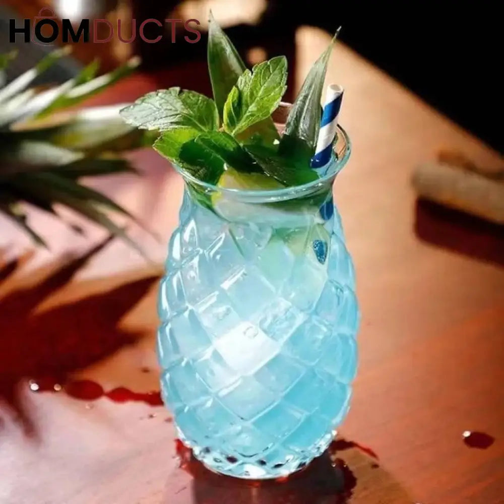 Tropical Pineapple Glass Tumbler for Iced Tea and Lemonade