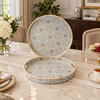Turquoise ornate round serving tray set