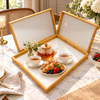 3-Piece White Base Bamboo Serving Tray Set lifestyle image