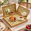 3-Piece Blue Floral Bamboo Serving Tray Set lifestyle image