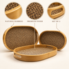 3-Piece Oval Bamboo & Woven Rattan Serving Tray Set material and finish details