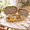 3-Piece Grey Weave Bamboo Serving Tray Set lifestyle image
