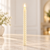 Extra-tall twisted ivory LED taper candle