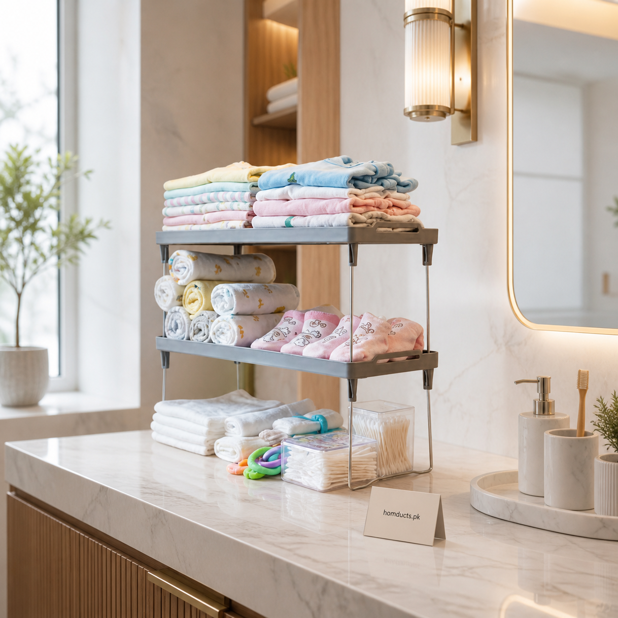 Hatimi 2-tier foldable shelf organizer
