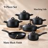 9-Piece Cookware Set – Matte Black feature infographic
