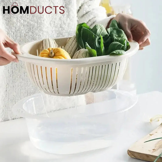 Vegetable And Fruit Drain Basket With Lid