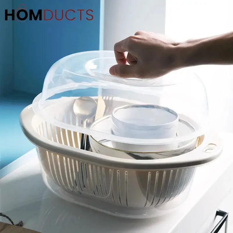 Vegetable And Fruit Drain Basket With Lid