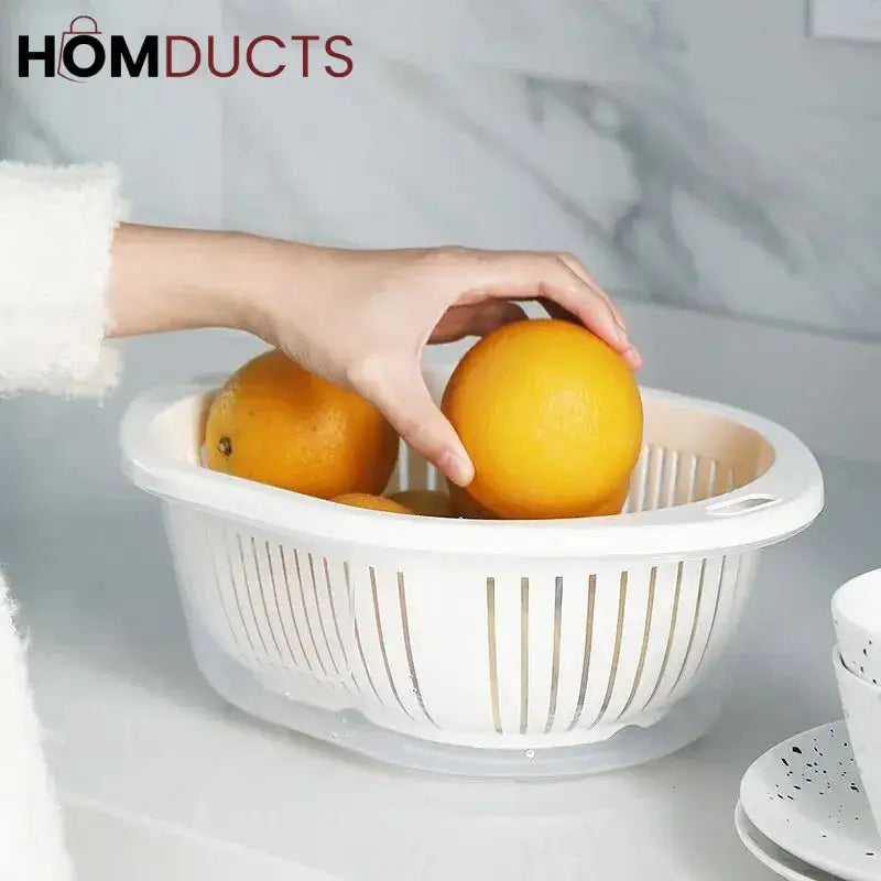 Vegetable And Fruit Drain Basket With Lid