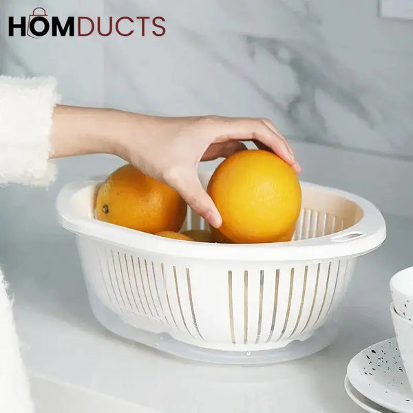 Vegetable And Fruit Drain Basket With Lid