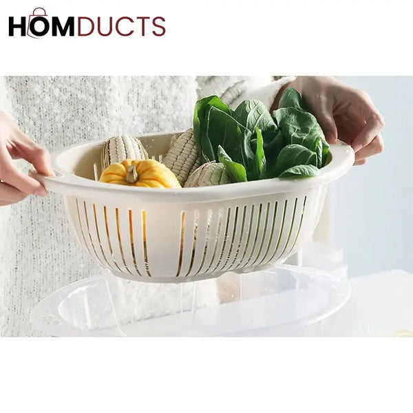 Vegetable And Fruit Drain Basket With Lid