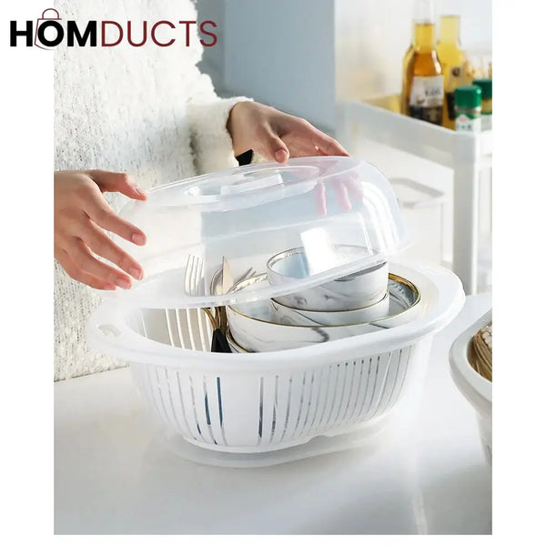 Vegetable And Fruit Drain Basket With Lid