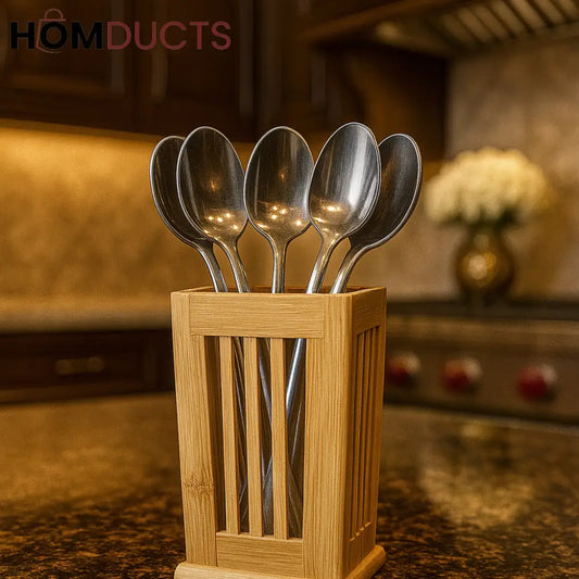 Vertical Bamboo Spoon Holder – Premium Utensil Organizer for Modern Kitchens