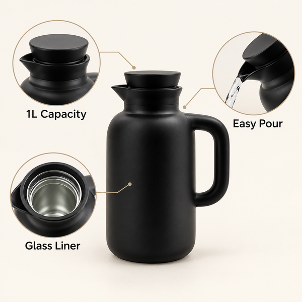 1L Black Vacuum Jug features and details