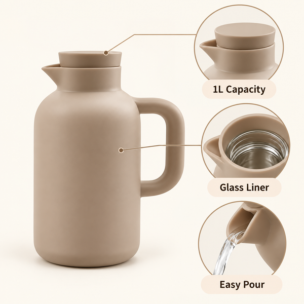 1L Mocha Vacuum Jug features and details