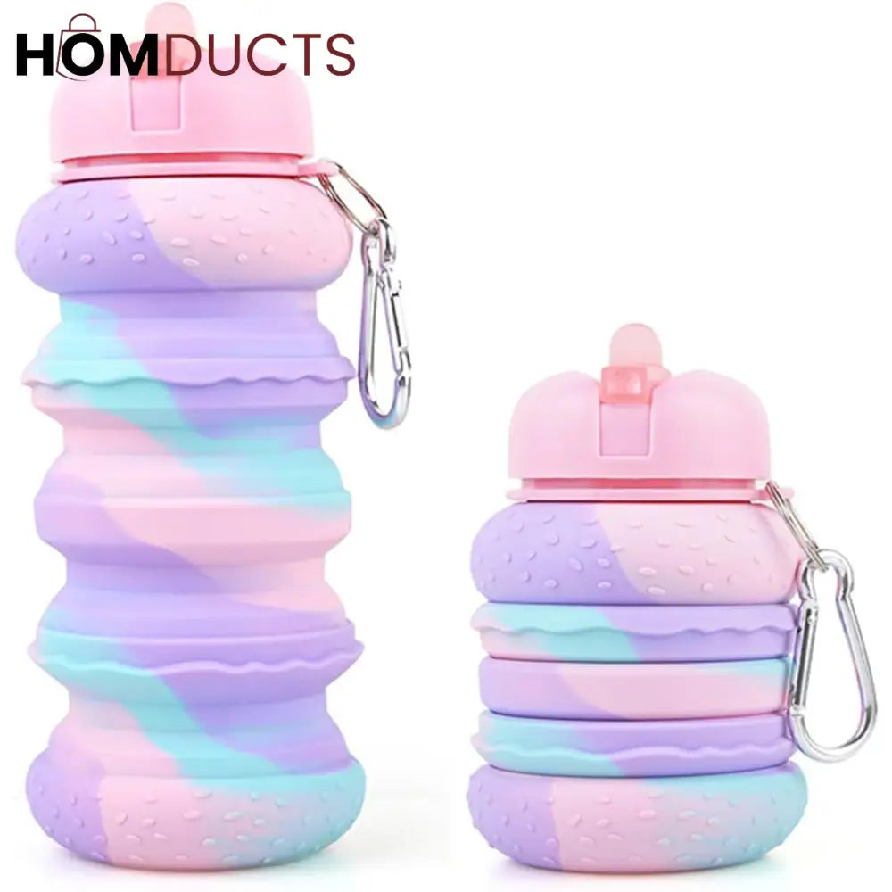 Vibration Damping Foldable Water Bottle - 600ml Silicone Kettle for Sports & Kids