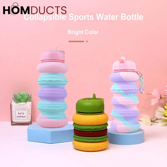 Vibration Damping Foldable Water Bottle - 600ml Silicone Kettle for Sports & Kids